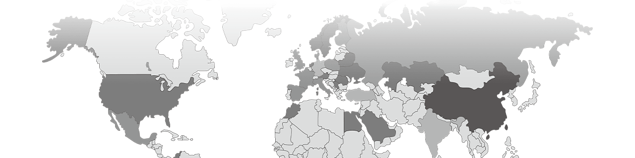 Greyscale world map highlighting the countries where the Uniarc Group has distribution.